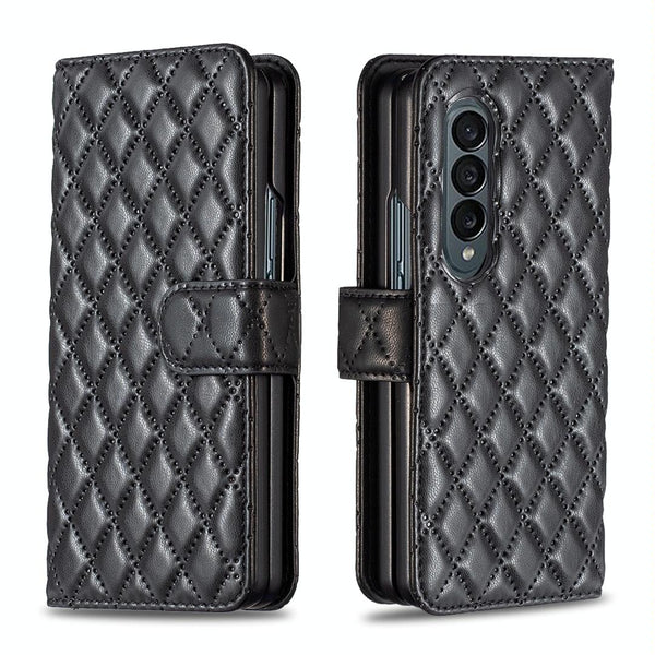 For Samsung Galaxy Z Fold4 5G Diamond Lattice Flip Wallet Case Black Cases Covers & Skins