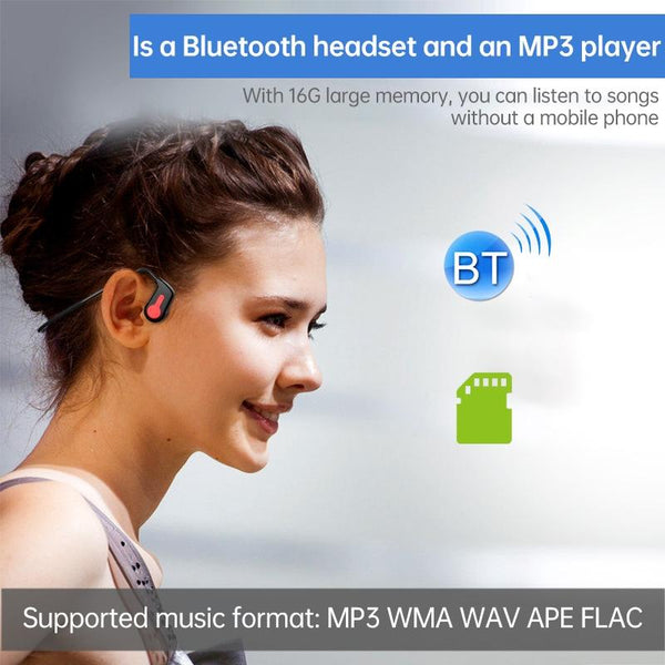 Waterproof K3 Bone Conduction Bluetooth 16Gb Ram Black Headphones