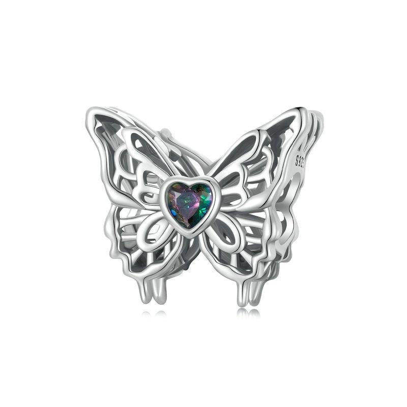 925 Sterling Silver Oxidized Butterfly Hollow Diy Beads Charms & Pendants