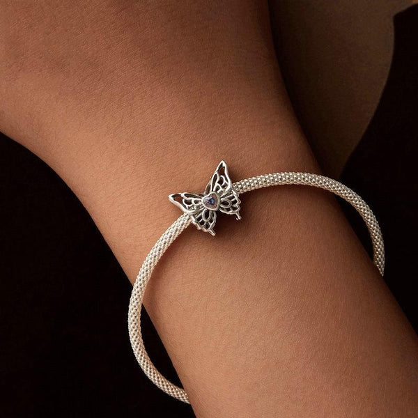 925 Sterling Silver Oxidized Butterfly Hollow Diy Beads Charms & Pendants