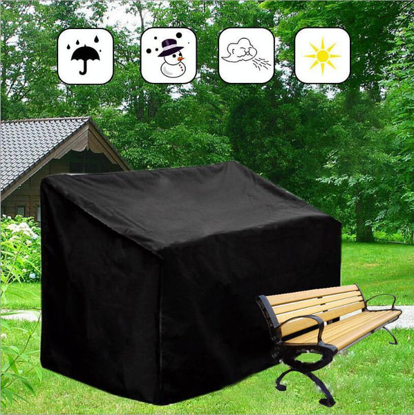 Waterproof Outdoor Bench Cover Fits 2 Seats 134X66x89cm Black / Silver Outdoor Furniture Covers