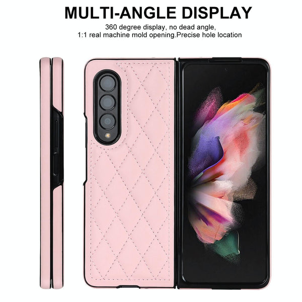 For Samsung Galaxy Z Fold4 5G Foldable Microfiber Phone Case Rhombic Design Black Cases Covers & Skins
