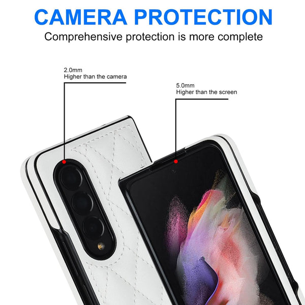 For Samsung Galaxy Z Fold4 5G Foldable Microfiber Phone Case Rhombic Design Black Cases Covers & Skins