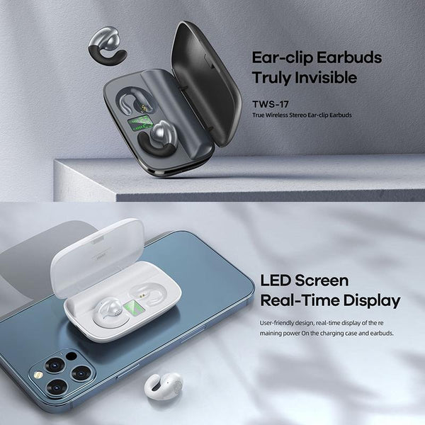 Wireless Stereo Bluetooth Earphones Clip Style White Earbuds