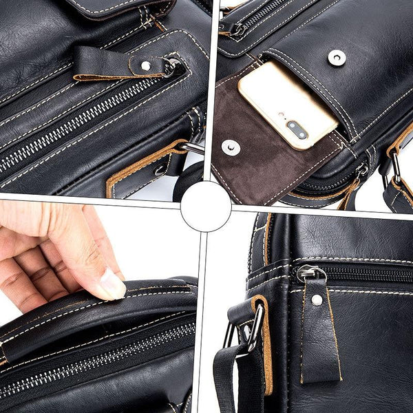 Soft Leather Messenger Bag For Men Black Bags