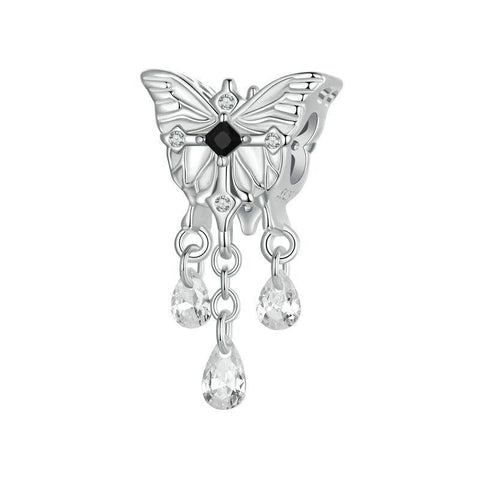 925 Sterling Silver Platinum Plated Butterfly Tassel Pendant Charms & Pendants
