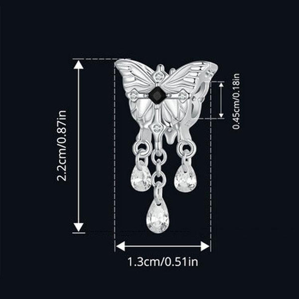 925 Sterling Silver Platinum Plated Butterfly Tassel Pendant Charms & Pendants