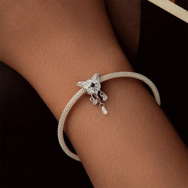 925 Sterling Silver Platinum Plated Butterfly Tassel Pendant Charms & Pendants