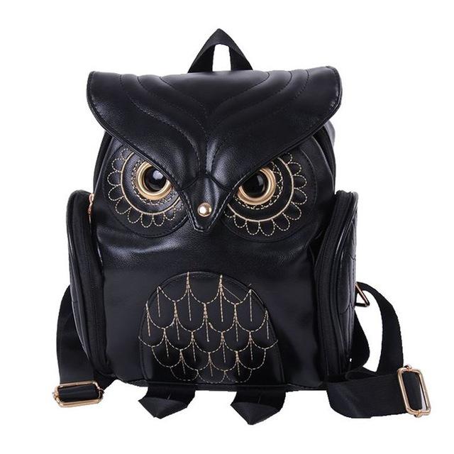 Women Owl Print Pu Backpack Colourful And Stylish Black Women Backpacks