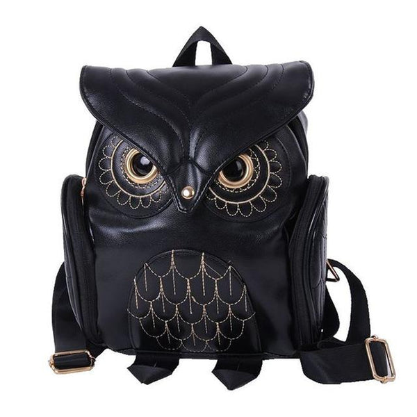 Women Owl Print Pu Backpack Colourful And Stylish Black Women Backpacks