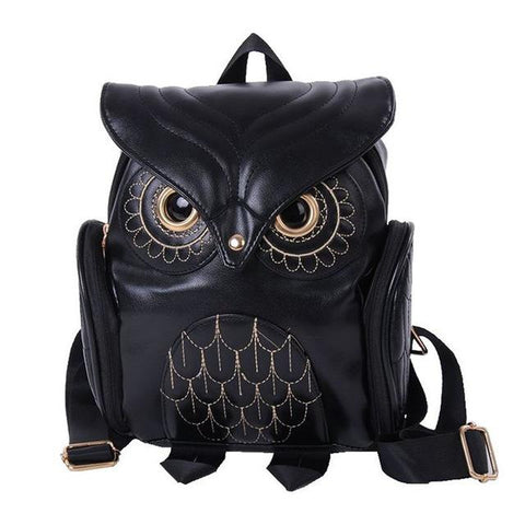 Women Owl Print Pu Backpack Colourful And Stylish Black Women Backpacks