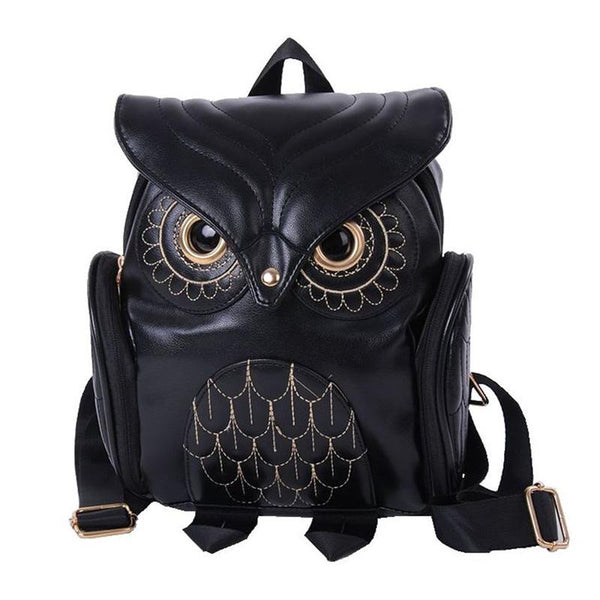 Women Owl Print Pu Backpack Colourful And Stylish Black Women Backpacks