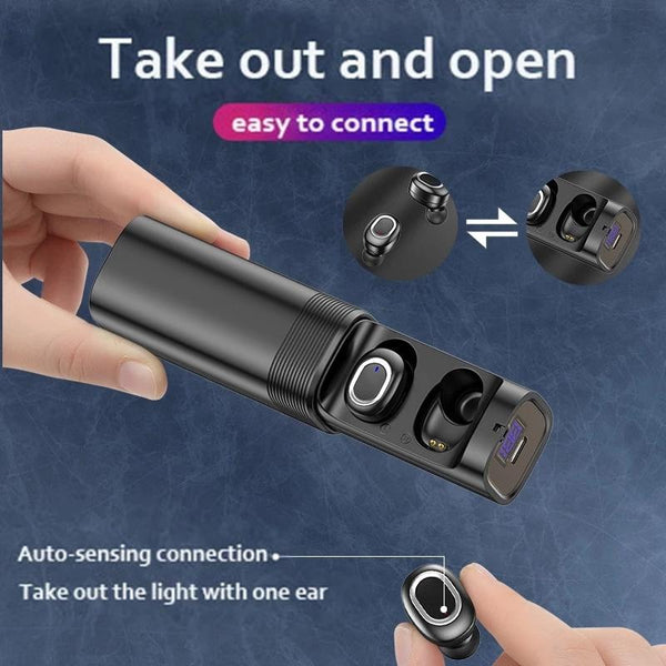 Mini T & G Tws Bluetooth Earphones With Led Display Black Gold Earbuds