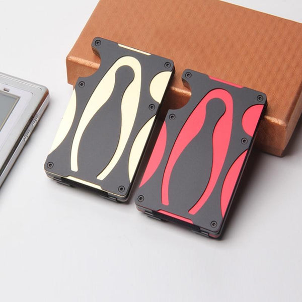 Rfid Blocking Metal Wallet Secure & Compact Red Wallets