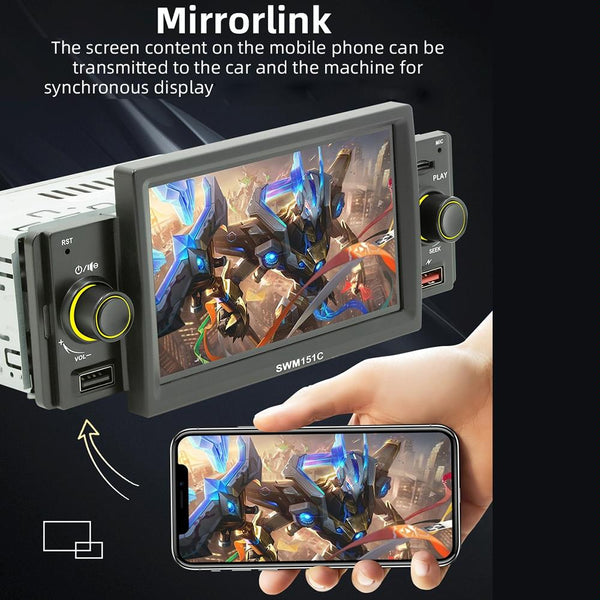 5 Inch Car Mp5 Player With Carplay / Android Auto Black Other Car Audio