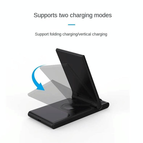 15W Foldable 3 In Wireless Charger Black Chargers & Cradles