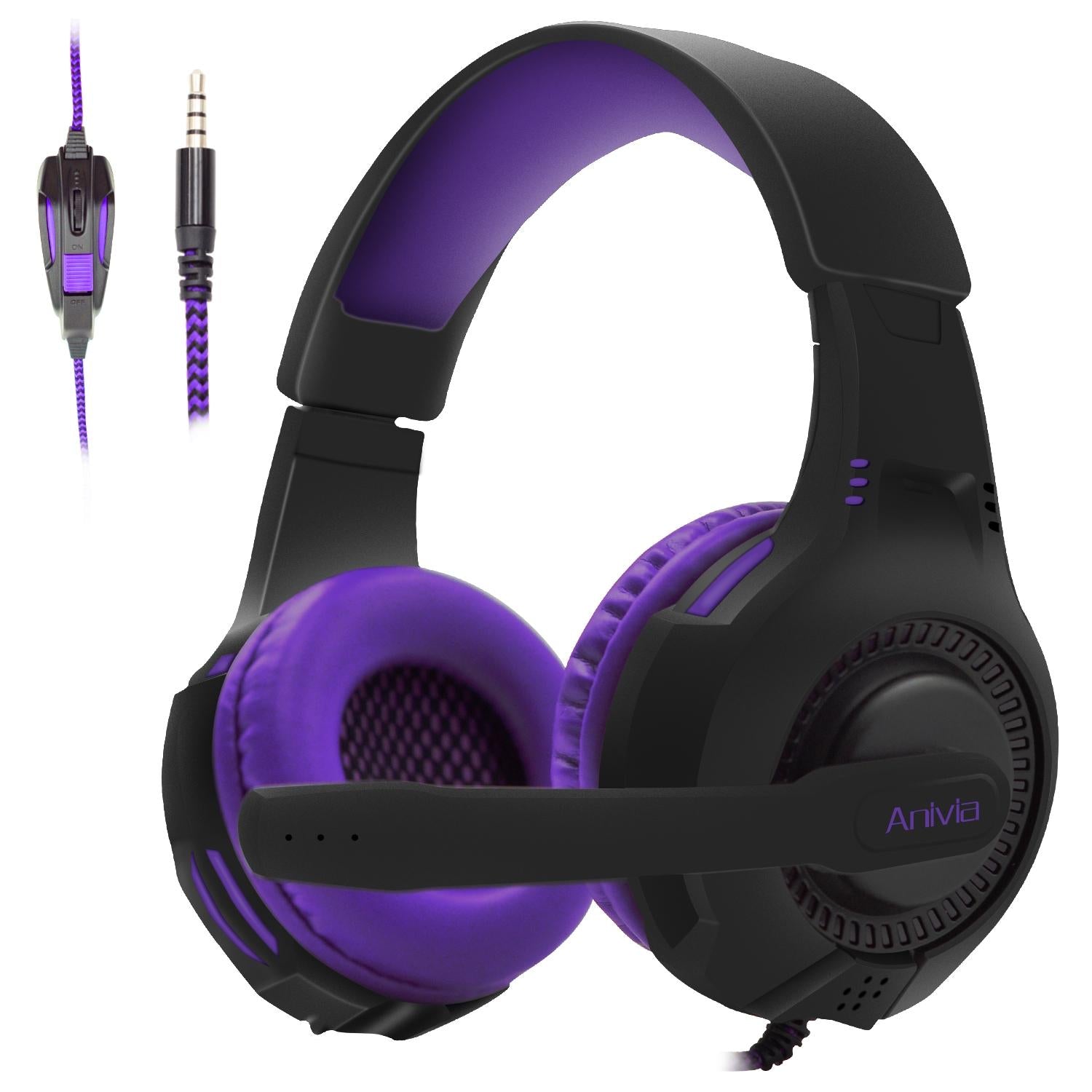 3.5Mm Wired Gaming Headset With Mic Black / Purple Headsets