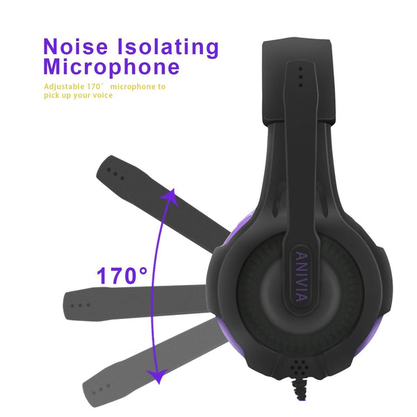 3.5Mm Wired Gaming Headset With Mic Black / Purple Headsets