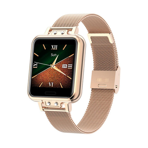 1.22 Inch Waterproof Smart Watch With Sleep Heart Rate Monitor Gold Smart Watches