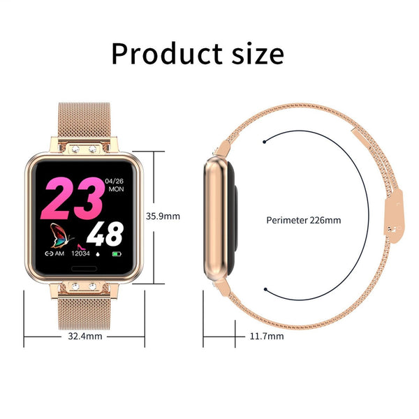1.22 Inch Waterproof Smart Watch With Sleep Heart Rate Monitor Gold Smart Watches