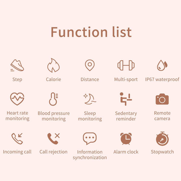 1.22 Inch Waterproof Smart Watch With Sleep Heart Rate Monitor Gold Smart Watches