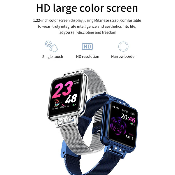 1.22 Inch Waterproof Smart Watch With Sleep Heart Rate Monitor Gold Smart Watches