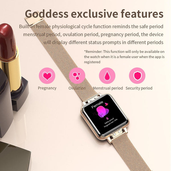 1.22 Inch Waterproof Smart Watch With Sleep Heart Rate Monitor Gold Smart Watches