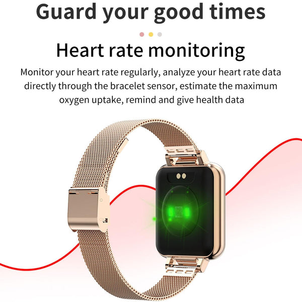 1.22 Inch Waterproof Smart Watch With Sleep Heart Rate Monitor Gold Smart Watches