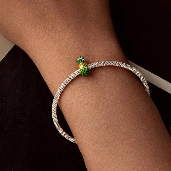 925 Sterling Silver Gradient Pineapple Diy Beads Charms & Pendants