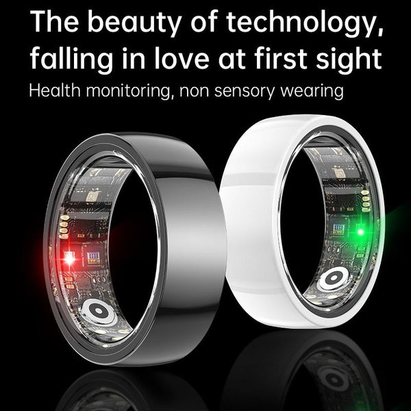 Smart Ring With Heart Rate Blood Oxygen Sleep & Sports Modes Size 8 Black Activity Trackers