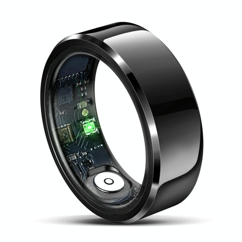 Smart Ring With Heart Rate Blood Oxygen And Sleep Monitoring Size 10 Black Activity Trackers
