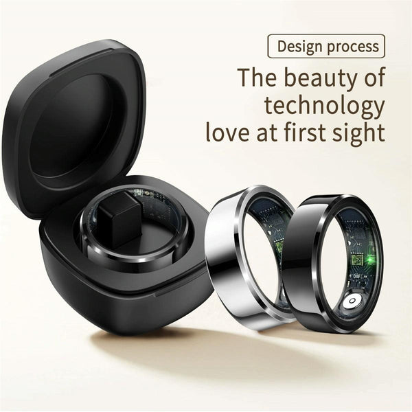 Smart Ring With Heart Rate Blood Oxygen And Sleep Monitoring Size 10 Black Activity Trackers