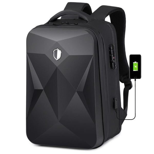 Waterproof Laptop Backpack With Usb Port 17 Inch Capacity Password Lock Black Laptop Cases & Bags