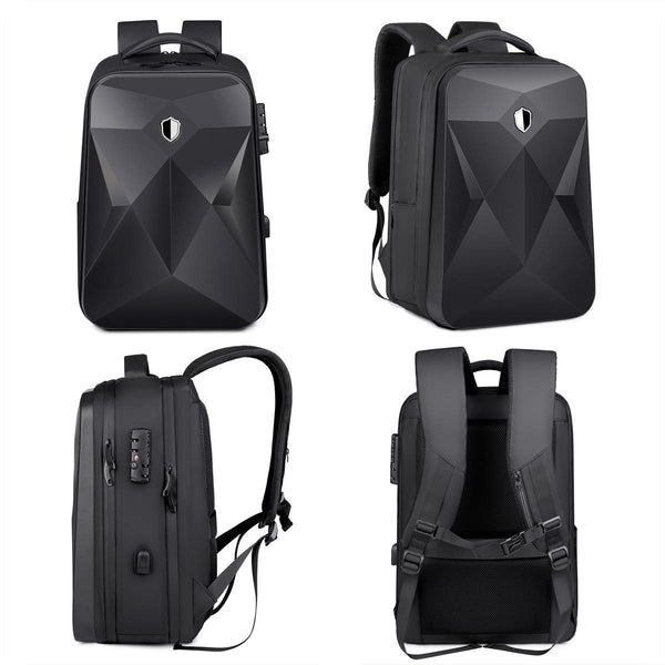 Waterproof Laptop Backpack With Usb Port 17 Inch Capacity Password Lock Black Laptop Cases & Bags