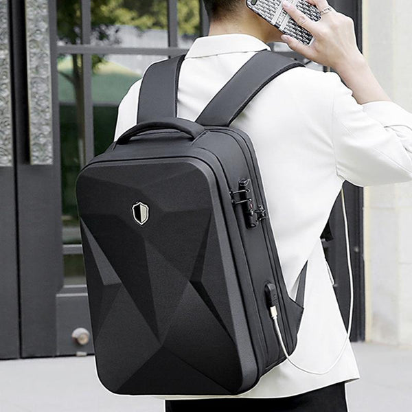 Waterproof Laptop Backpack With Usb Port 17 Inch Capacity Password Lock Black Laptop Cases & Bags