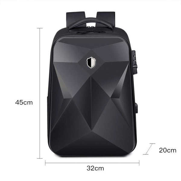Waterproof Laptop Backpack With Usb Port 17 Inch Capacity Password Lock Black Laptop Cases & Bags