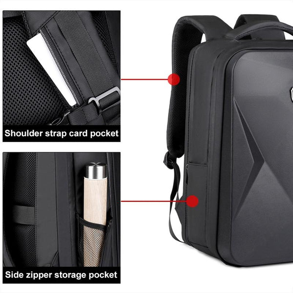 Waterproof Laptop Backpack With Usb Port 17 Inch Capacity Password Lock Black Laptop Cases & Bags