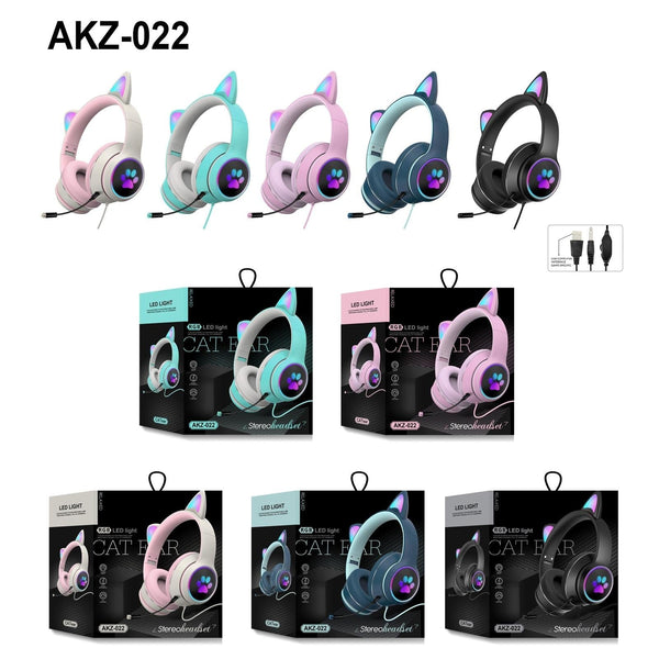 Foldable Led Headset With Mic Usb + 3.5Mm Port Pink Headsets