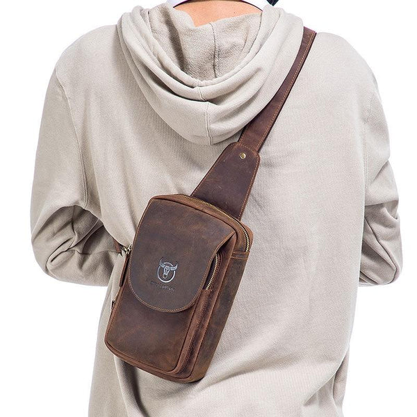 Retro Leather Shoulder Bag For Men Brown Bags