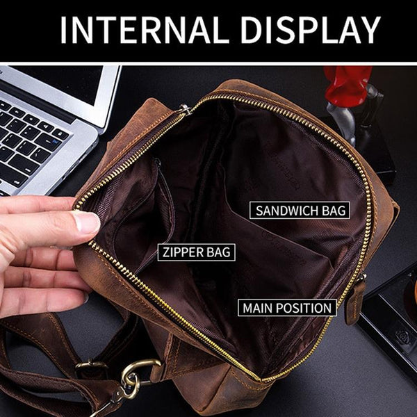 Retro Leather Shoulder Bag For Men Brown Bags