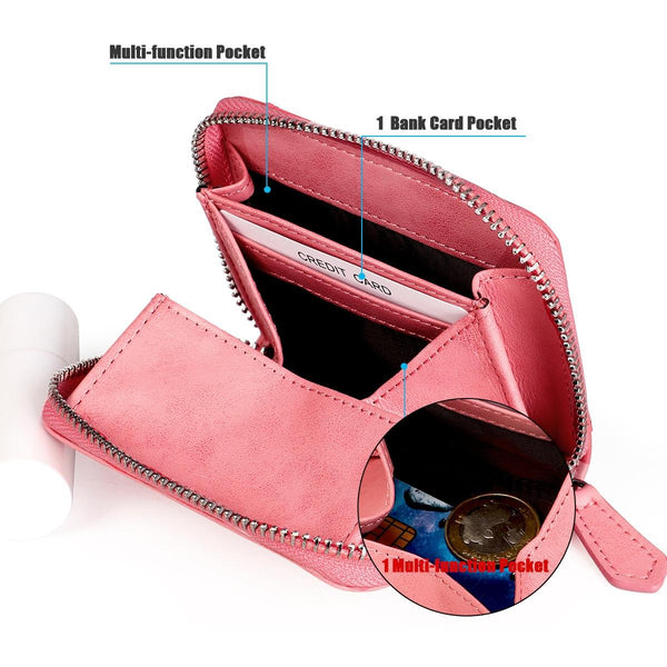 Rfid Protected Leather Coin Purse Secure & Stylish Pink Wallets
