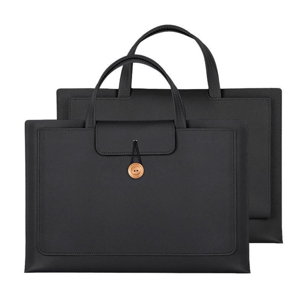 Waterproof Elastic Button Laptop Handbag Pu Material Black 13.3/14 Inch Laptop Cases & Bags