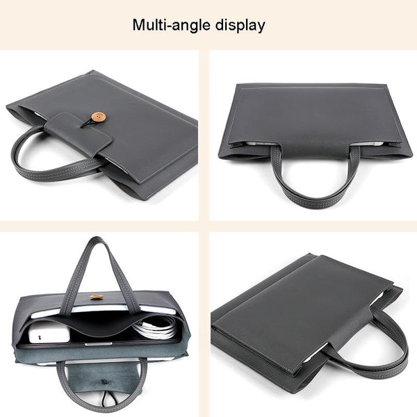 Waterproof Elastic Button Laptop Handbag Pu Material Black 13.3/14 Inch Laptop Cases & Bags