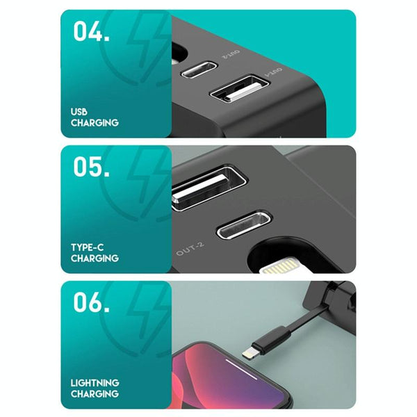 6 In 1 Fast Wireless Charger Stand Black Chargers & Cradles