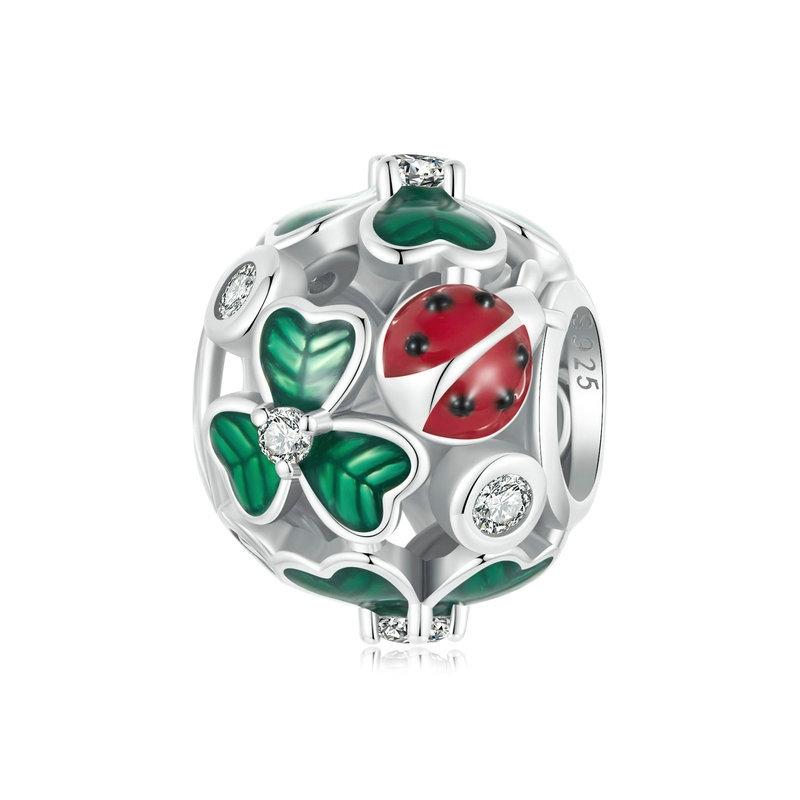925 Sterling Silver Ladybug Clover Diy Beads Charms & Pendants