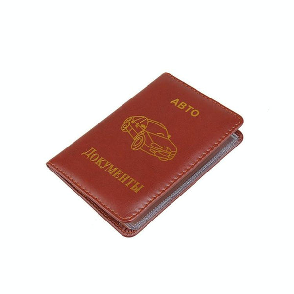 Russian Driver License Holder Genuine Leather Case Blue Business Card Holders