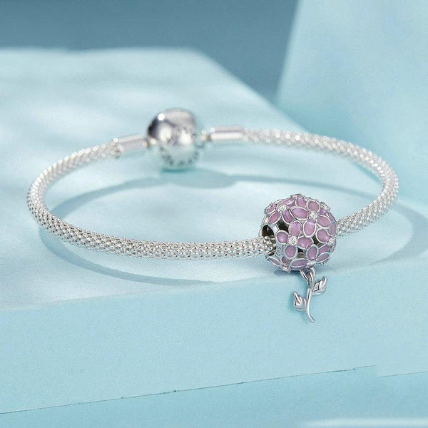 925 Sterling Silver Platinum Plated Zircon Flower Beads Charms & Pendants