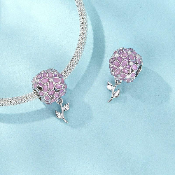 925 Sterling Silver Platinum Plated Zircon Flower Beads Charms & Pendants
