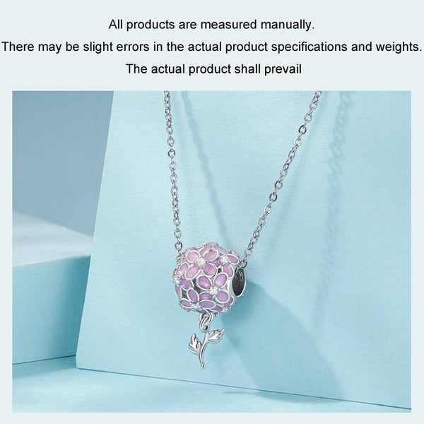 925 Sterling Silver Platinum Plated Zircon Flower Beads Charms & Pendants