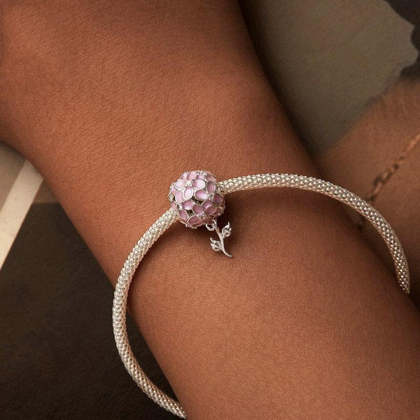 925 Sterling Silver Platinum Plated Zircon Flower Beads Charms & Pendants